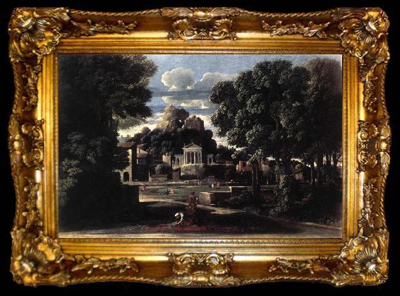 framed  Nicolas Poussin Landscape with Gathering of the Ashes of Phocion by his Widow, ta009-2